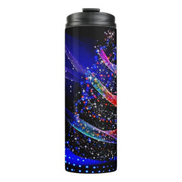 Glittery Christmas Tree Blue Navy Thermal Tumbler Thermosbecher