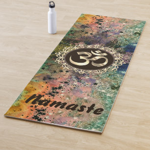Glittery Colorful Grunge OM Namaste Yogamatte