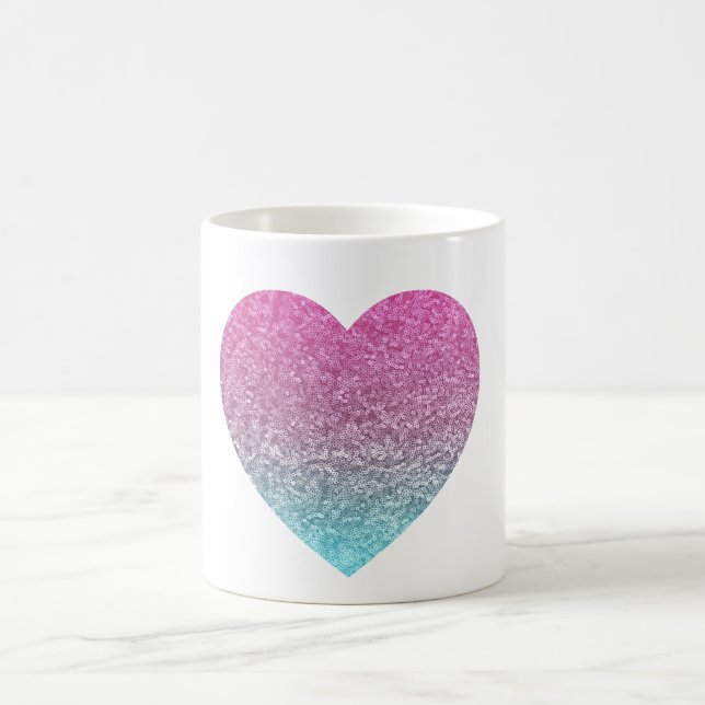 Glittery Colorful Herz Kaffeetasse (Mittel)