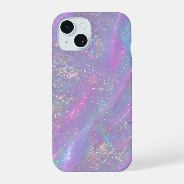 Glittery Crystal Organza iPhone 15 Hülle (Rückseite)