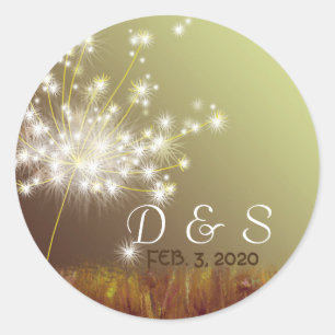 Glittery Dandelion Gastgeschenk Hochzeit Runder Aufkleber