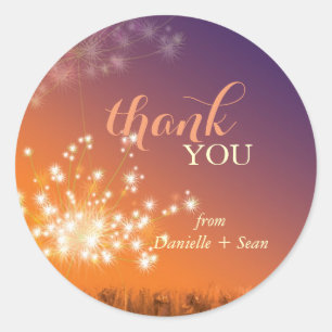 Glittery Dandelion Wedding Vielen Dank Runder Aufkleber