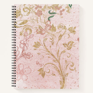Glittery Designed Blume Notizbuch