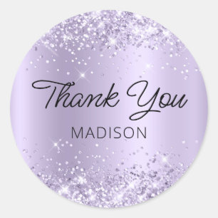 Glittery Dusty Lavender Shimmer Ombre Vielen Dank Runder Aufkleber