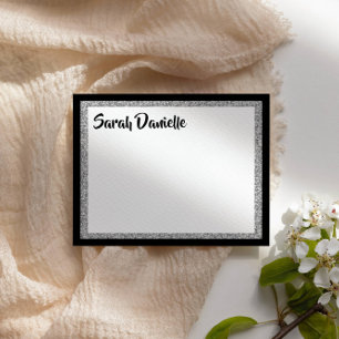 Glittery Elegant Black & Silver Dankeskarte