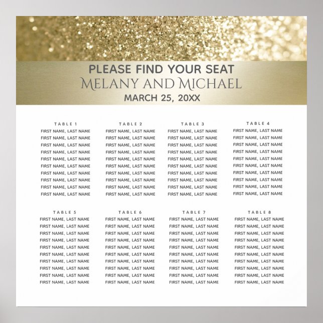 Glittery extravaganter, moderner Goldstreifen Poster (Vorne)