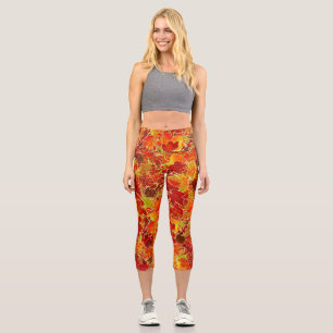 Glittery Fall Maple Blätter Capri Leggings