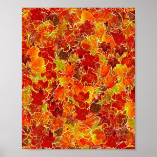 Glittery Fall Maple Blätter Poster