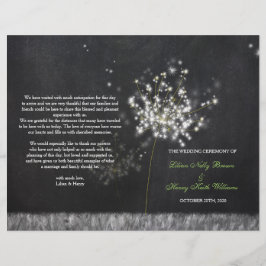 Glittery Floral Chalkboard Wedding Bifold Program