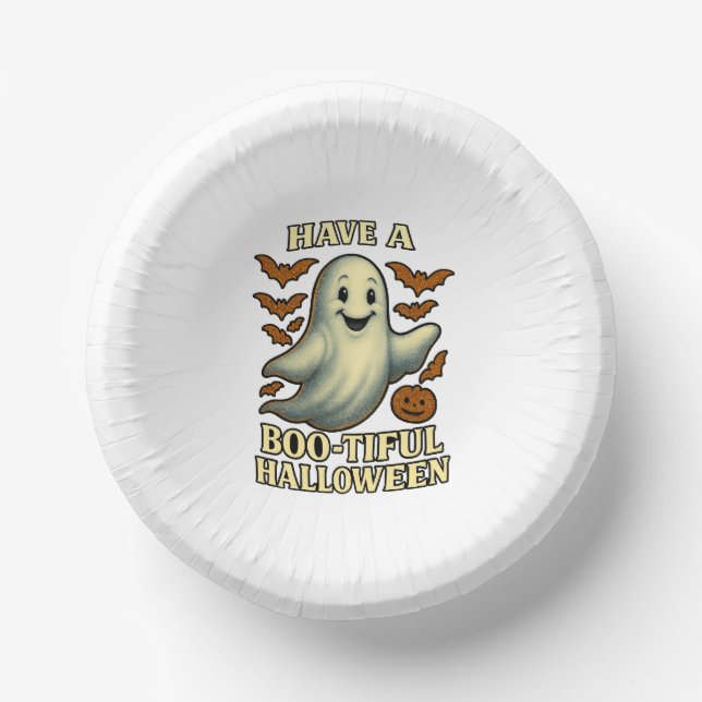 Glittery Ghost "Habe ein wunderschönes Halloween" Pappteller (Vorderseite)