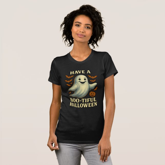 Glittery Ghost Halloween T-Shirt (Vorne ganz)