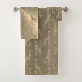 Glittery Giraffen auf Glitzy Gold Badhandtuch Set