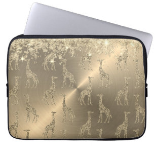 Glittery Giraffen auf Glitzy Gold Laptopschutzhülle