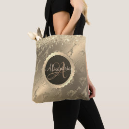 Glittery Giraffen auf Glitzy Gold Monogram Tote Ba Tasche