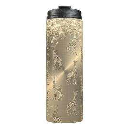 Glittery Giraffen auf Glitzy Gold Thermosbecher