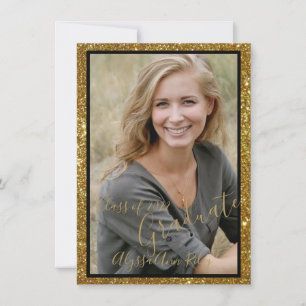 Glittery Glam Foto Graduation Party Einladung