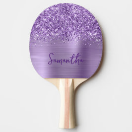 Glittery Glam Royal Lila Name Tischtennis Schläger