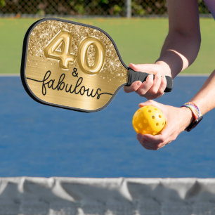 Glittery Gold 40 und fabelhaft Pickleball Schläger