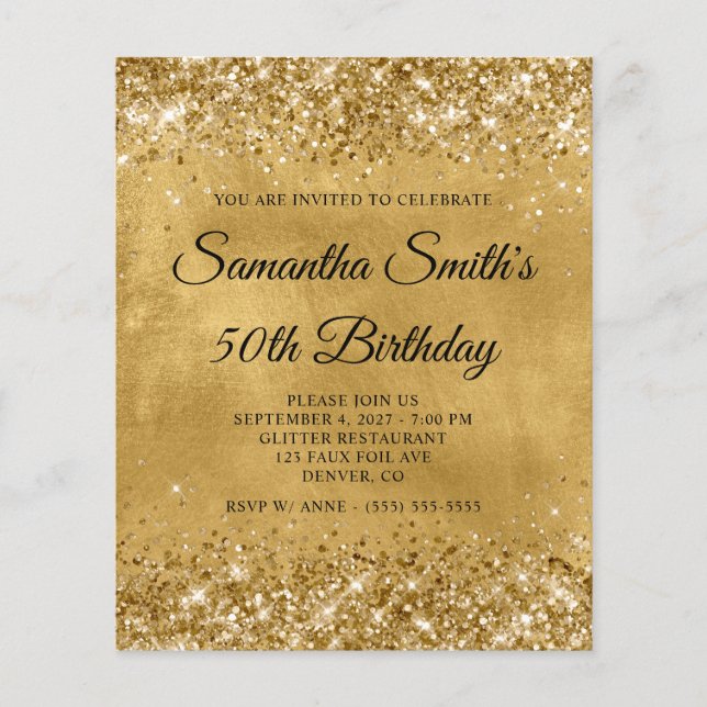 Glittery Gold 50. Geburtstag Extravagant Monogram  Flyer (Vorne)