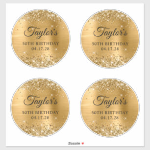 Glittery Gold 6" Circles 50 th Birthday Aufkleber