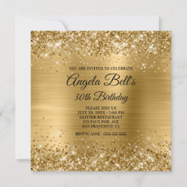 Glittery Gold Brushed Foil Glam 30. Geburtstag Einladung