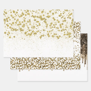 Glittery Gold Confetti Geschenkpapier Set