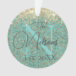 Glittery Gold Feathers Monogramme Nom de famille