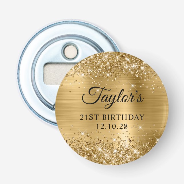 Glittery Gold Foil 21. Geburtstag Flaschenöffner (Vorderseite)