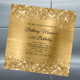 Glittery Gold Foil 21. Geburtstag Magneteinladung