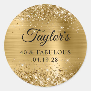 Glittery Gold Foil 40 & Fabulous Runder Aufkleber