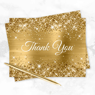Glittery Gold Foil 40. Geburtstag Dankeskarte