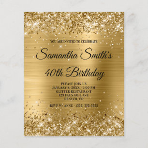 Glittery Gold Foil 40. Geburtstag Einladung