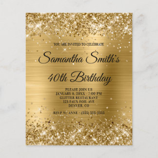 Glittery Gold Foil 40. Geburtstag Einladung