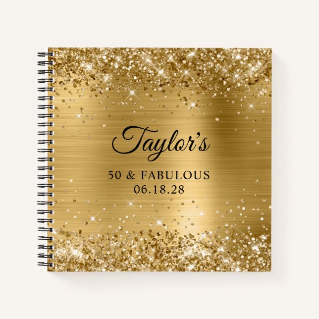 Glittery Gold Foil 50 & Fabulous Guest Notizbuch (Vorderseite)