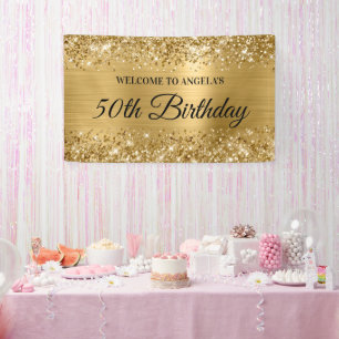 Glittery Gold Foil 50. Geburtstag Willkommen Banner