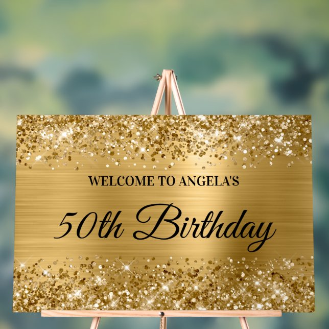 Glittery Gold Foil 50e anniversaire Bienvenue (Neutre)