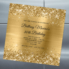 Glittery Gold Foil 80. Geburtstag Magneteinladung