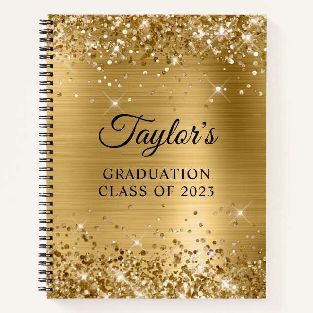 Glittery Gold Foil Abschluss Guest Notizbuch (Vorderseite)