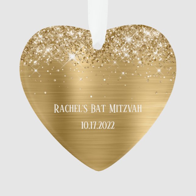 Glittery Gold Foil Bat mitzvah Coeur (devant)