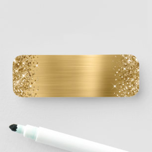 Glittery Gold Foil Blank Namensschild
