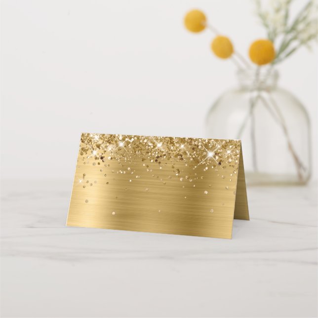 Glittery Gold Foil Blank Platzkarte (Vorderseite)