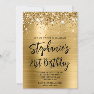 Glittery Gold Foil Bold 21. Geburtstag Einladung