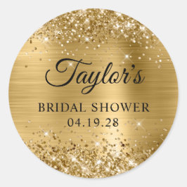 Glittery Gold Foil Brautparty Runder Aufkleber