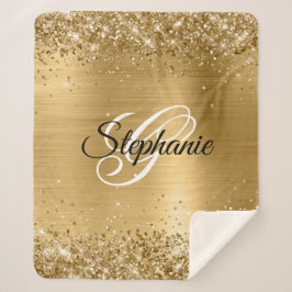 Glittery Gold Foil Extravagant Monogram Sherpadecke