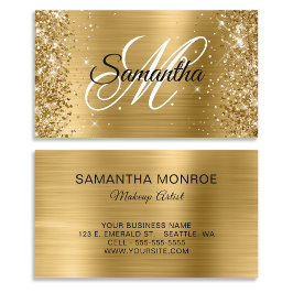 Glittery Gold Foil Extravagant Monogram Visitenkarte