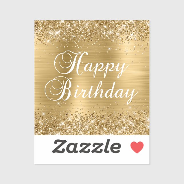 Glittery Gold Foil Happy Birthday Aufkleber (Blatt)