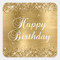 Glittery Gold Foil Happy Birthday