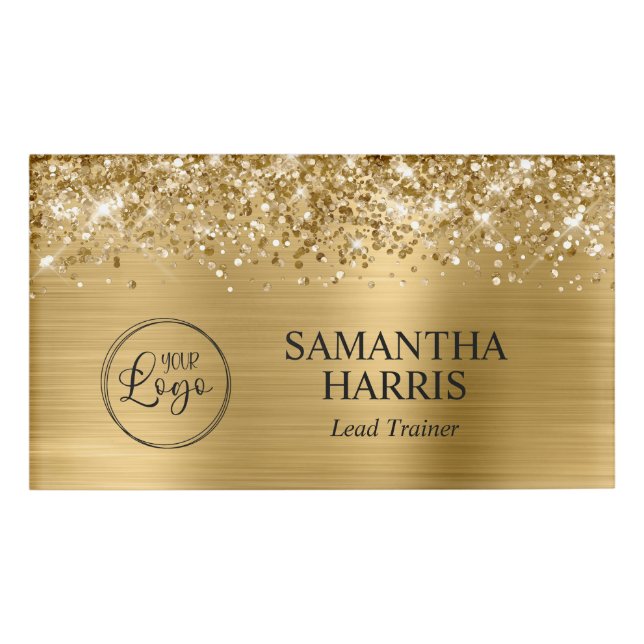Glittery Gold Foil Logo Namenschild (Vorderseite)