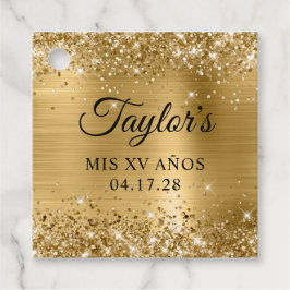 Glittery Gold Foil Mis XV Anos Birthday Geschenkanhänger