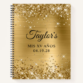 Glittery Gold Foil Mis XV Anos Guest Notizbuch